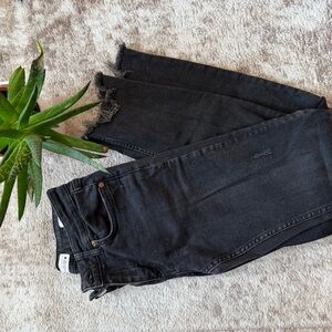 ZARA Black Distressed Jeans Raw Hem